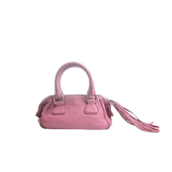 Pre-owned Authentic CHANEL Leather Mini Boston Bag Pink Leather Handbag - Picture 2 of 10